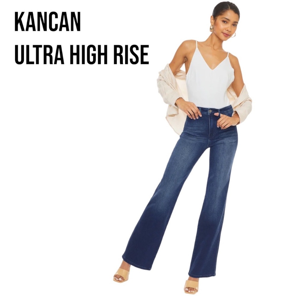 KanCan Ultra High Rise Dark Blue Flare Jeans